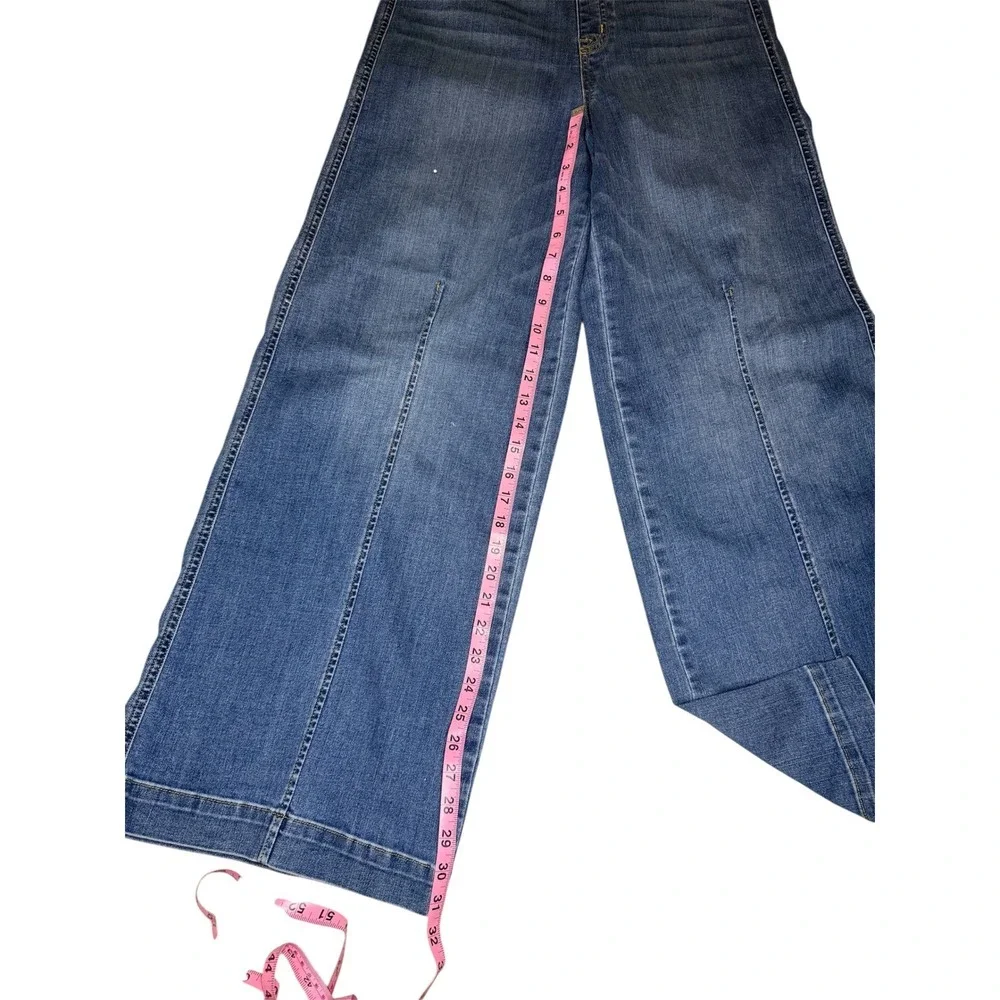 Spanx Wide Leg Cropped Pull On Denim Jeans Women's Medium Wash - Picture 5 of 5